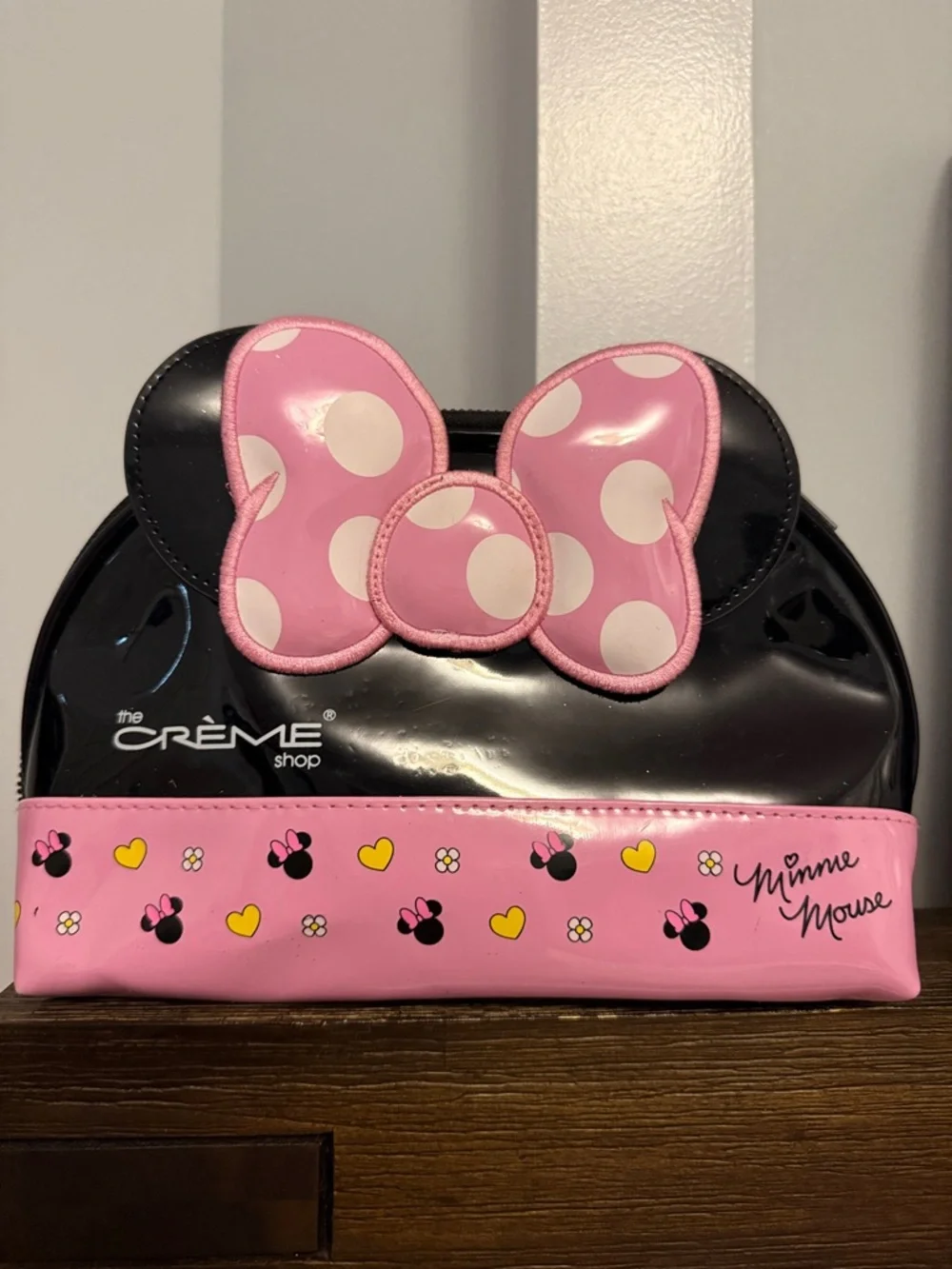 Disney Minnie Mouse Pink & Black Kids Cosmetic Bag with Polka Dot Bow